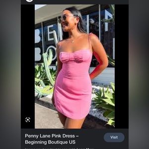 Worn once for a few hours pink mini dress with tie straps